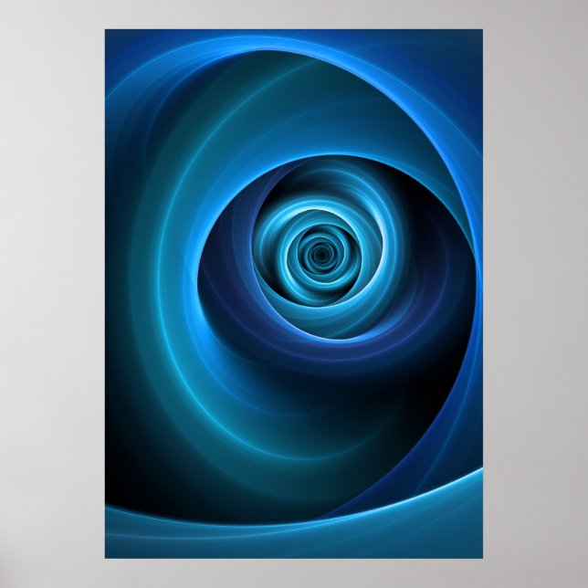 Poster Couleurs bleu spirale 3D Art Abstrait fractal mode (Devant)