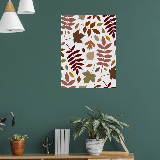 Poster Couleurs d'automne en blanc pour les Feuilles tomb (Salon 1)