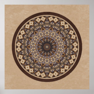 Poster Couleurs de café Mandala Abstrait