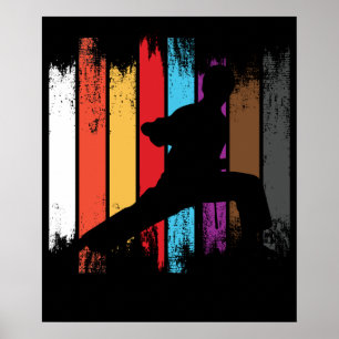 Poster Couleurs de ceinture karaté Silhouette