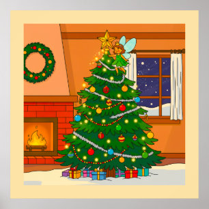 POSTER COULEURS DE DESSIN ANIMÉ BRILLANTES POUR SAPIN DE