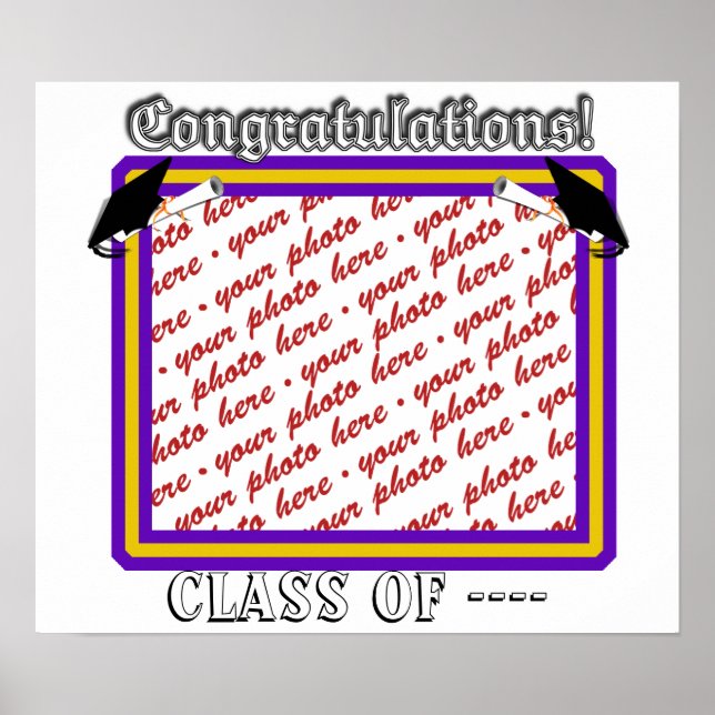 Poster Couleurs de l'école Purple & Gold cadre de graduat (Devant)