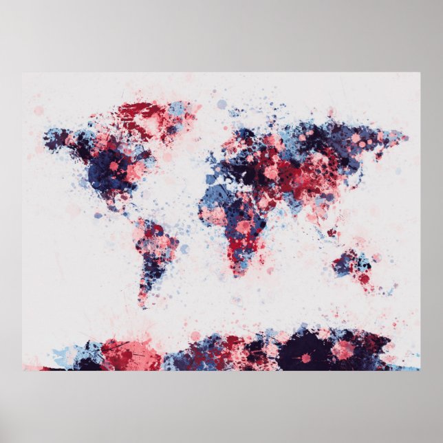 Poster Couleurs de peinture de la carte mondiale (Devant)