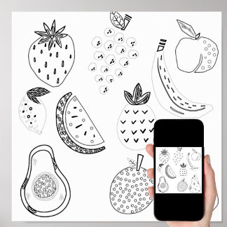Poster Couleurs de pépinière, le croquis de fruits 