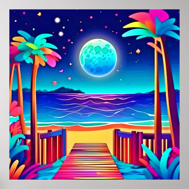 Poster Couleurs de plage Lune (Devant)