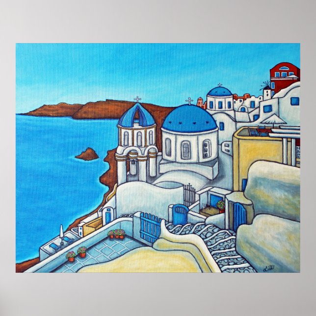 Poster Couleurs de Santorin Imprimer par Lisa Lorenz (Devant)