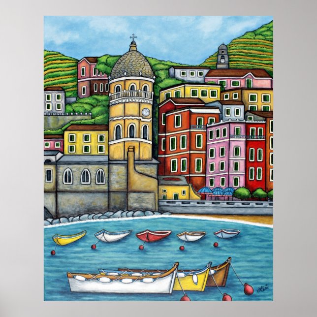 Poster Couleurs de Vernazza, Cinque Terre Imprimer par Li (Devant)