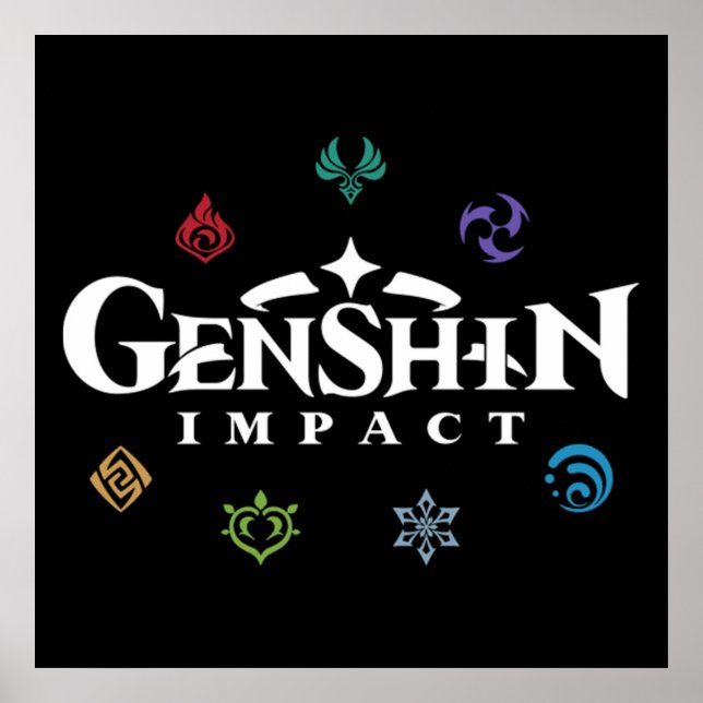 Poster Couleurs des éléments d'impact Genshin (Devant)