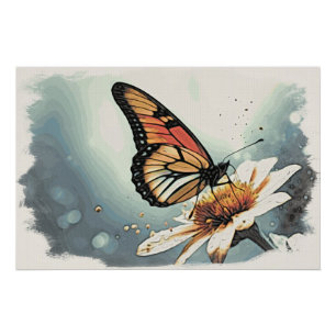 Poster *~* Couleurs du bec Monarque Fleur papillon AP52