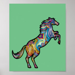 Poster Couleurs du cheval 0f sautant Magneta