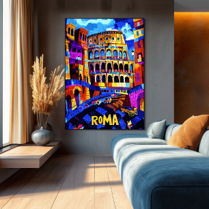 Poster Couleurs du Colisée de Rome, Paysage urbain géomét