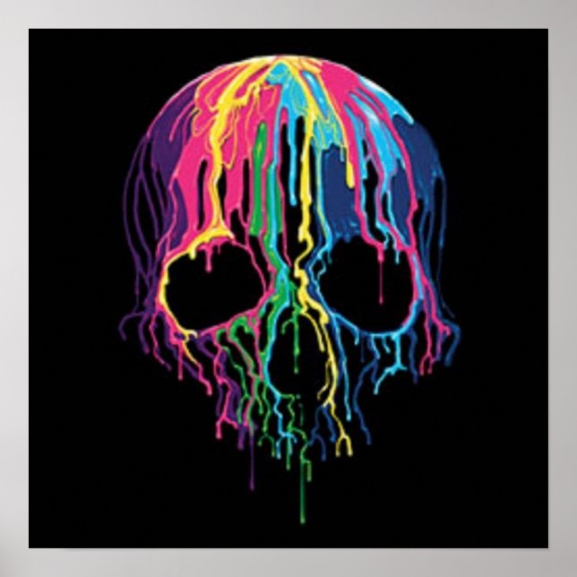 Poster Couleurs du crâne lumière noire (Devant)