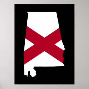 Poster Couleurs du drapeau de l'Alabama