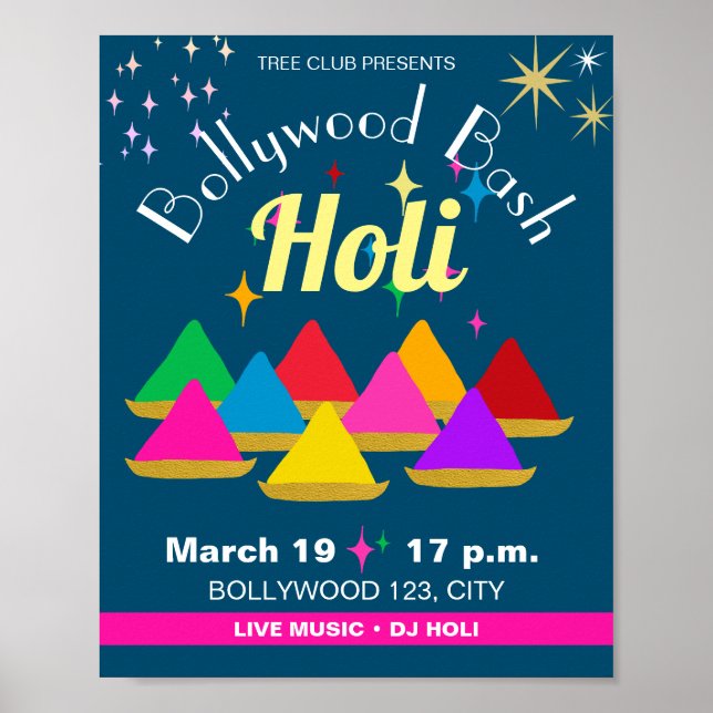 Poster Couleurs du Festival Hindu Holi Moderne (Devant)