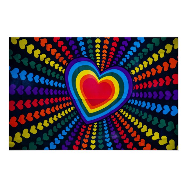 Poster Couleurs gays Coeur Arc-en-ciel Motif Homosexuel D (Devant)