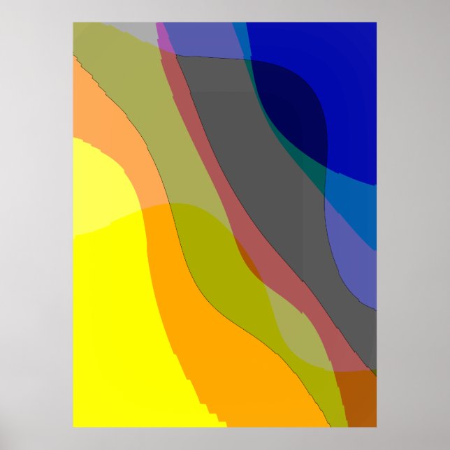 Poster Couleurs primaires Abstrait 1212i - Bleu Jaune Rou (Devant)