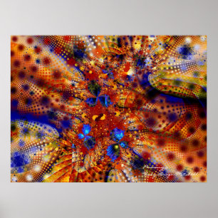 Poster Couleurs primaires Cool Fractal fin Abstrait