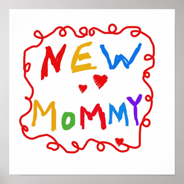 Poster Couleurs primaires Texte Nouveaux cadeaux maman (Devant)