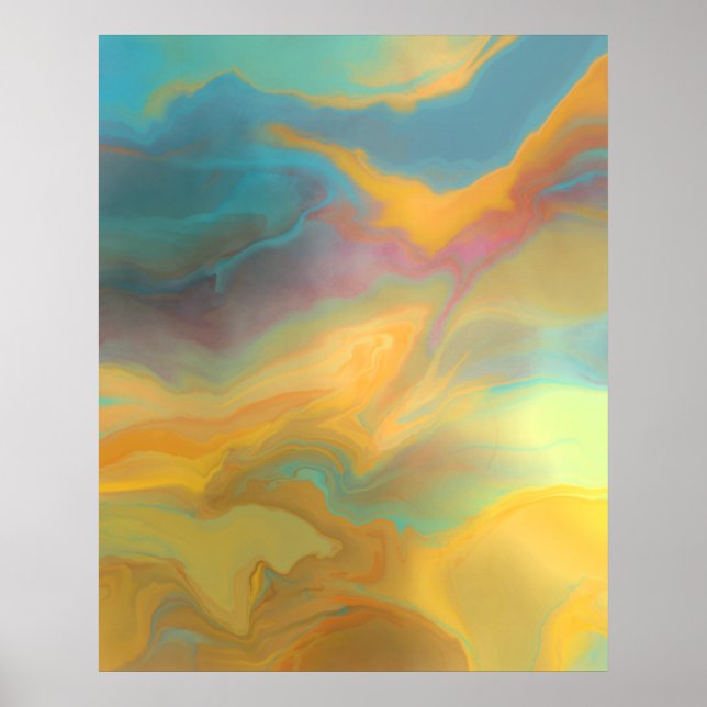 Poster Couleurs printanières modernes Peinture Abstraite (Devant)