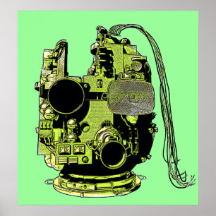 Poster Couleurs rétrogrades de la tête de robot Abstraite