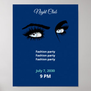 Poster Couleurs solides Bleues Profondes Dessin Femme