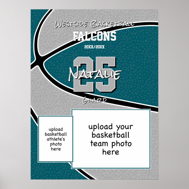 Poster Couleurs turquoises de l'équipe de basket-ball (Devant)