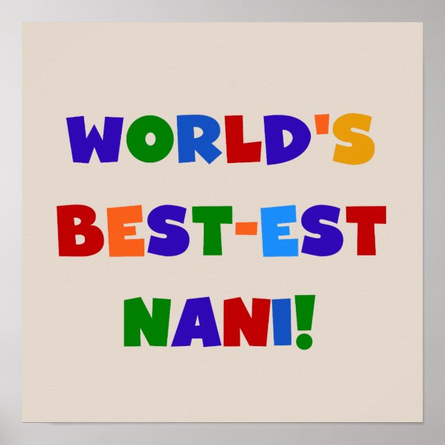Poster Couleurs vives Meilleurs T-shirts et cadeaux Nani (Devant)