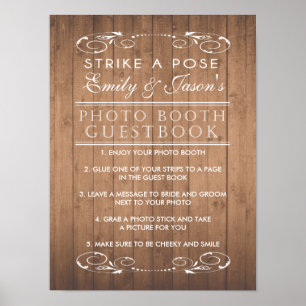 Poster Country chic mariage Photo Booth Guest signe du li