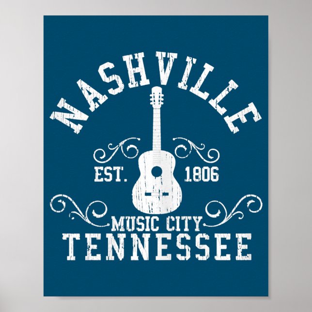 Poster Country Music City Nashville Guitare Tennessee (Devant)