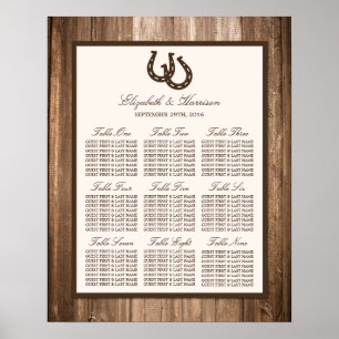 Poster Country Rustic Horseshoe & Brown Wood Mariage