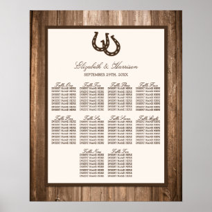 Poster Country Rustic Horseshoe & Brown Wood Mariage