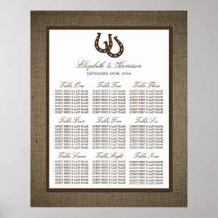 Poster Country Rustic Horseshoe Sur Burlap Mariage