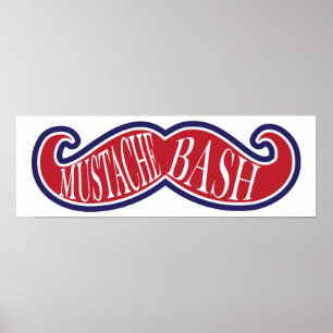 Poster Coup de moustache - rouge, blanc et bleu