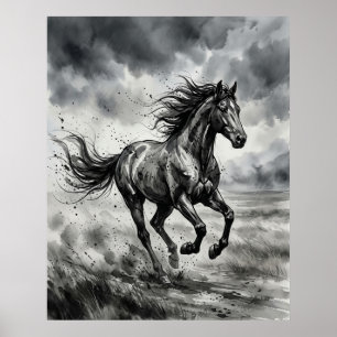 Poster Coup de pinceau Cheval Gale