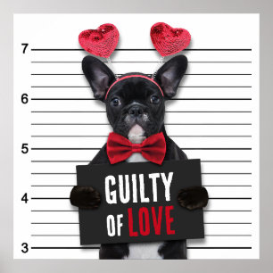 Poster Coupable Amour Mugshot Chien drôle Saint Valentin