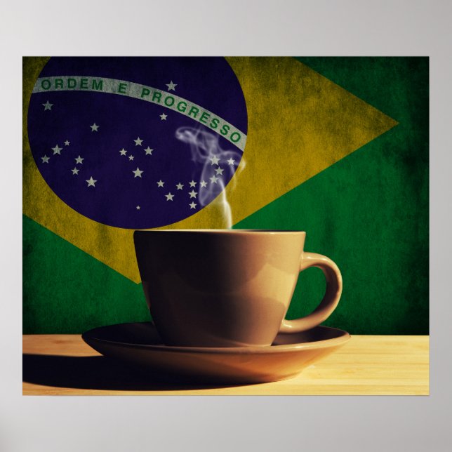 Poster Coupe de café avec drapeau brésilien (Devant)