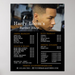 Poster Coupe de cheveux tendance, Liste de prix des barbi