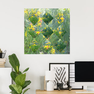 Poster Coupe de diamant Jaune Lily Field Conception géomé