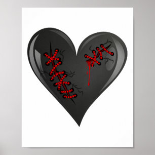 Poster Coupe de saignement noir Coeur de guérison brisé o