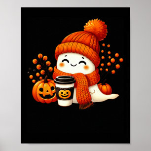 Poster Coupe d'épices Citrouille Ghost mignonne Halloween