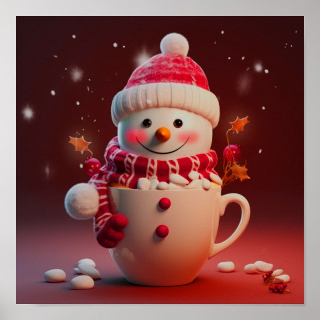 Poster Coupe Snowman de Noël (Devant)