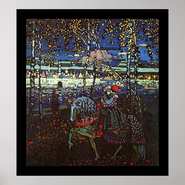 Poster Couple à cheval par Wassily Kandinsky (Devant)