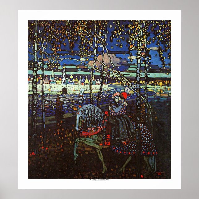 Poster Couple à cheval par Wassily Kandinsky (Devant)