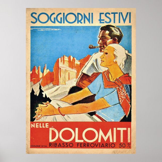 Poster Couple à Dolomites Alpes, Italie (Devant)