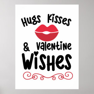 Poster Couple Art Hugs Baisers Et Voeux Valentin