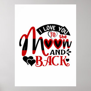 Poster Couple Art Je T'Aime À La Lune