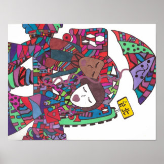 Poster couple attendant le bus sur l'affiche