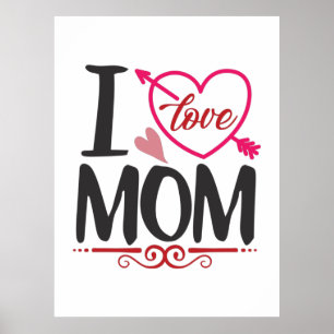 Poster Couple Cadeau I Love Maman
