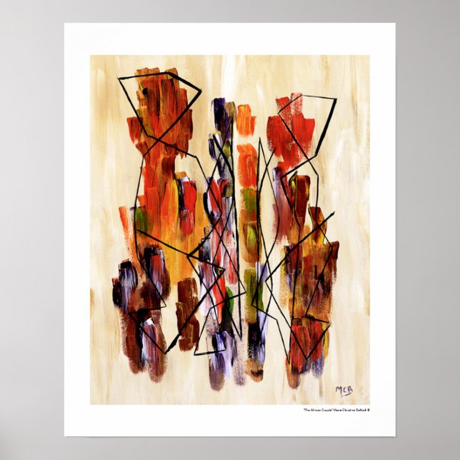 Poster Couple d'Afrique Décor Art Abstrait 16x20 Imprimer (Devant)