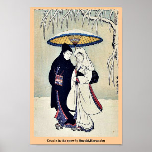 Poster Couple dans la neige par Suzuki, Harunobu